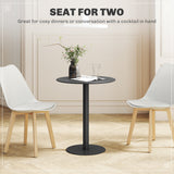 Steel Kitchen Dining Table Round for 2 People With Steel Base - Velmora