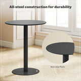 Steel Kitchen Dining Table Round for 2 People With Steel Base - Velmora