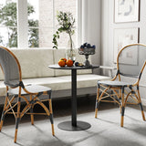 Steel Kitchen Dining Table Round for 2 People With Steel Base - Velmora