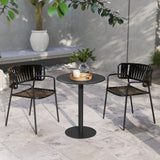 Steel Kitchen Dining Table Round for 2 People With Steel Base - Velmora