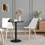 Steel Kitchen Dining Table Round for 2 People With Steel Base - Velmora