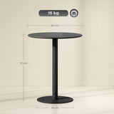 Steel Kitchen Dining Table Round for 2 People With Steel Base - Velmora