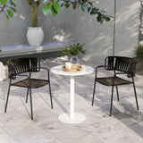 Steel Kitchen Dining Table Round for 2 People With Steel Base - Velmora