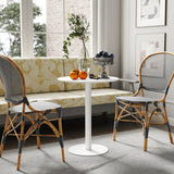 Steel Kitchen Dining Table Round for 2 People With Steel Base - Velmora