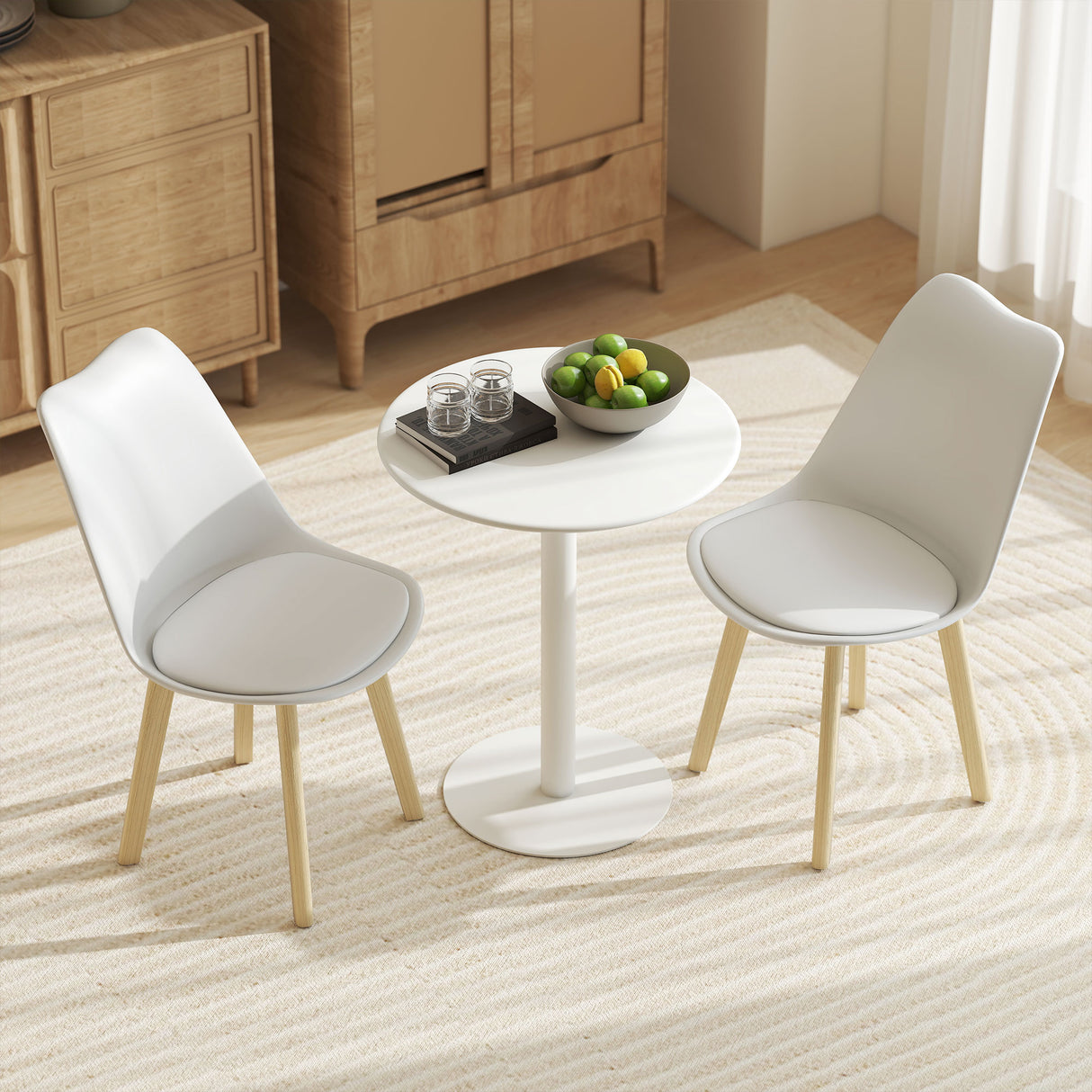 Steel Kitchen Dining Table Round for 2 People With Steel Base - Velmora