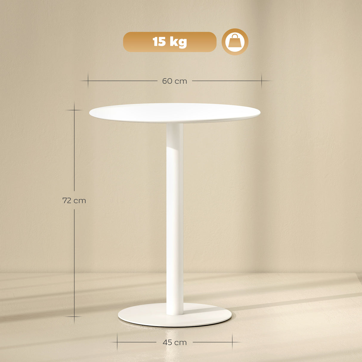 Steel Kitchen Dining Table Round for 2 People With Steel Base - Velmora