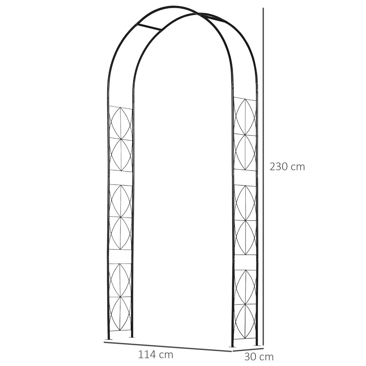 Steel Outdoor Garden Arch Trellis 230cm High - Velmora