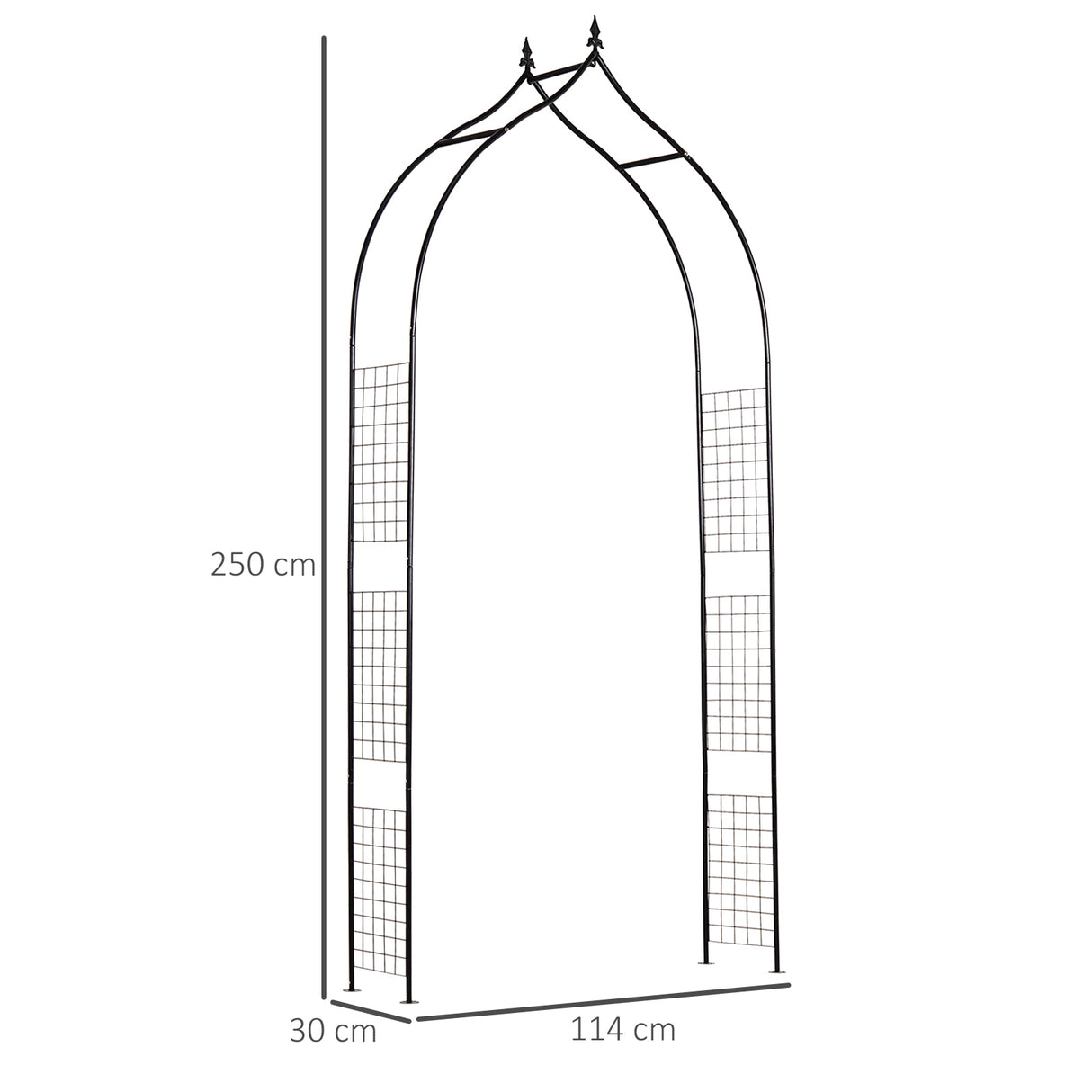 Steel Outdoor Garden Arch Trellis 250cm High - Velmora