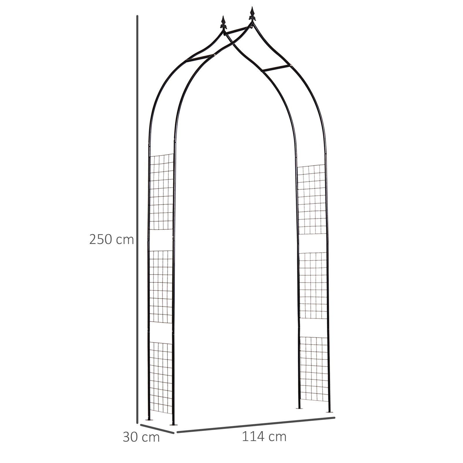 Steel Outdoor Garden Arch Trellis 250cm High - Velmora