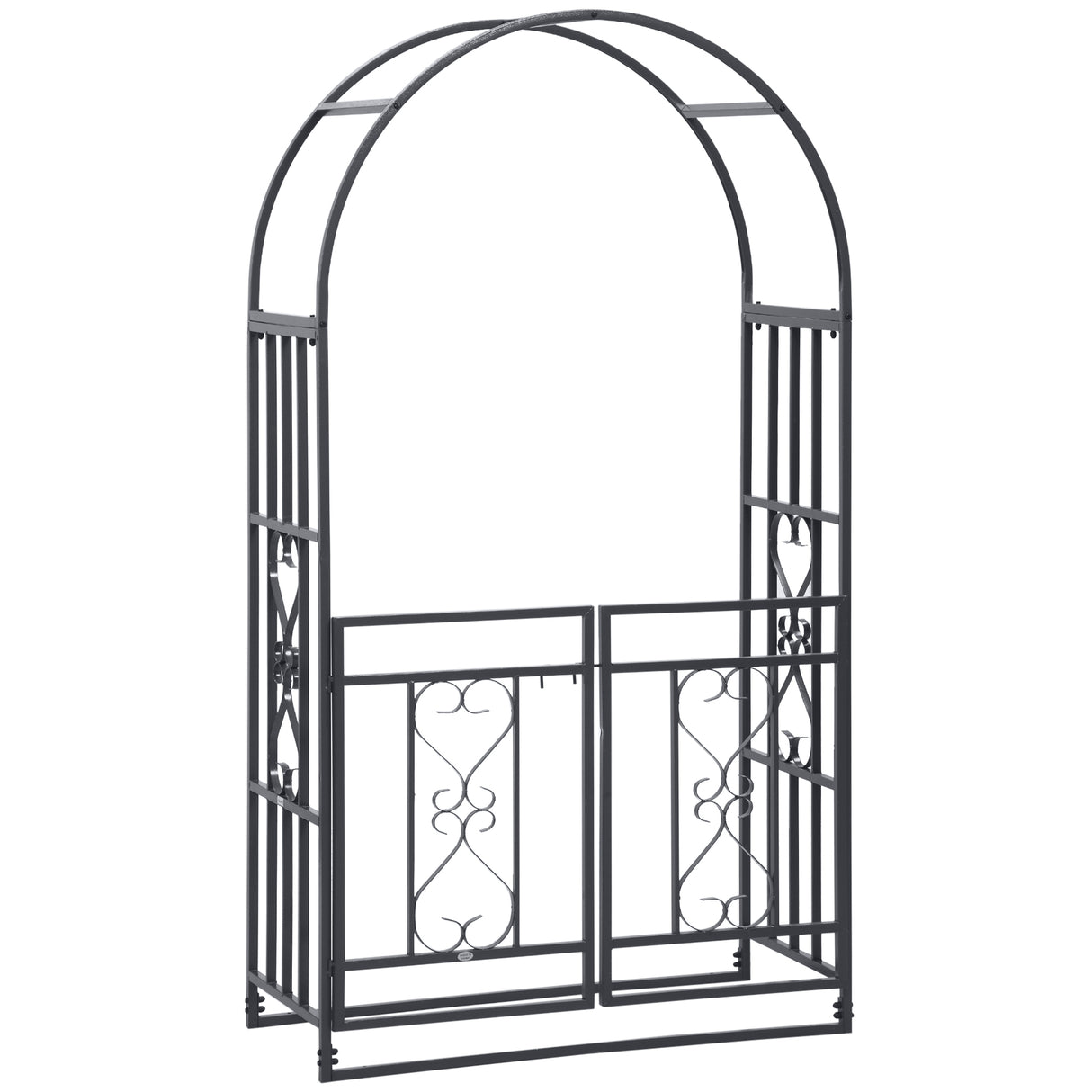 Steel Outdoor Garden Arch Trellis With Gate 206cm High - Velmora