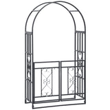 Steel Outdoor Garden Arch Trellis With Gate 206cm High - Velmora