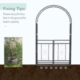 Steel Outdoor Garden Arch Trellis With Gate 206cm High - Velmora