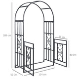 Steel Outdoor Garden Arch Trellis With Gate 206cm High - Velmora