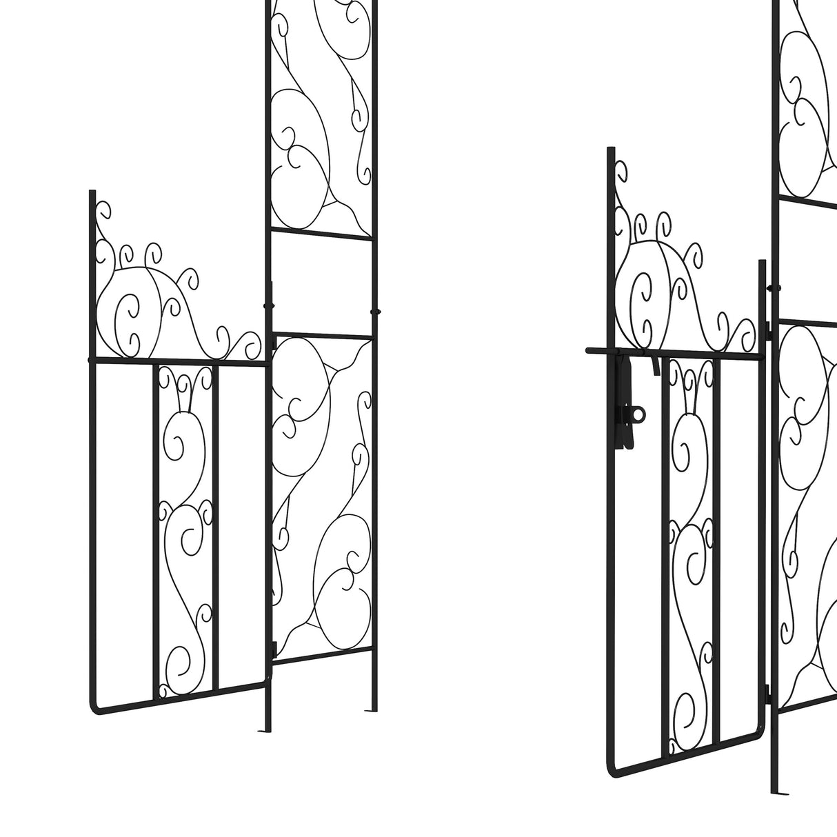 Steel Outdoor Garden Arch Trellis With Gate 227cm High - Velmora