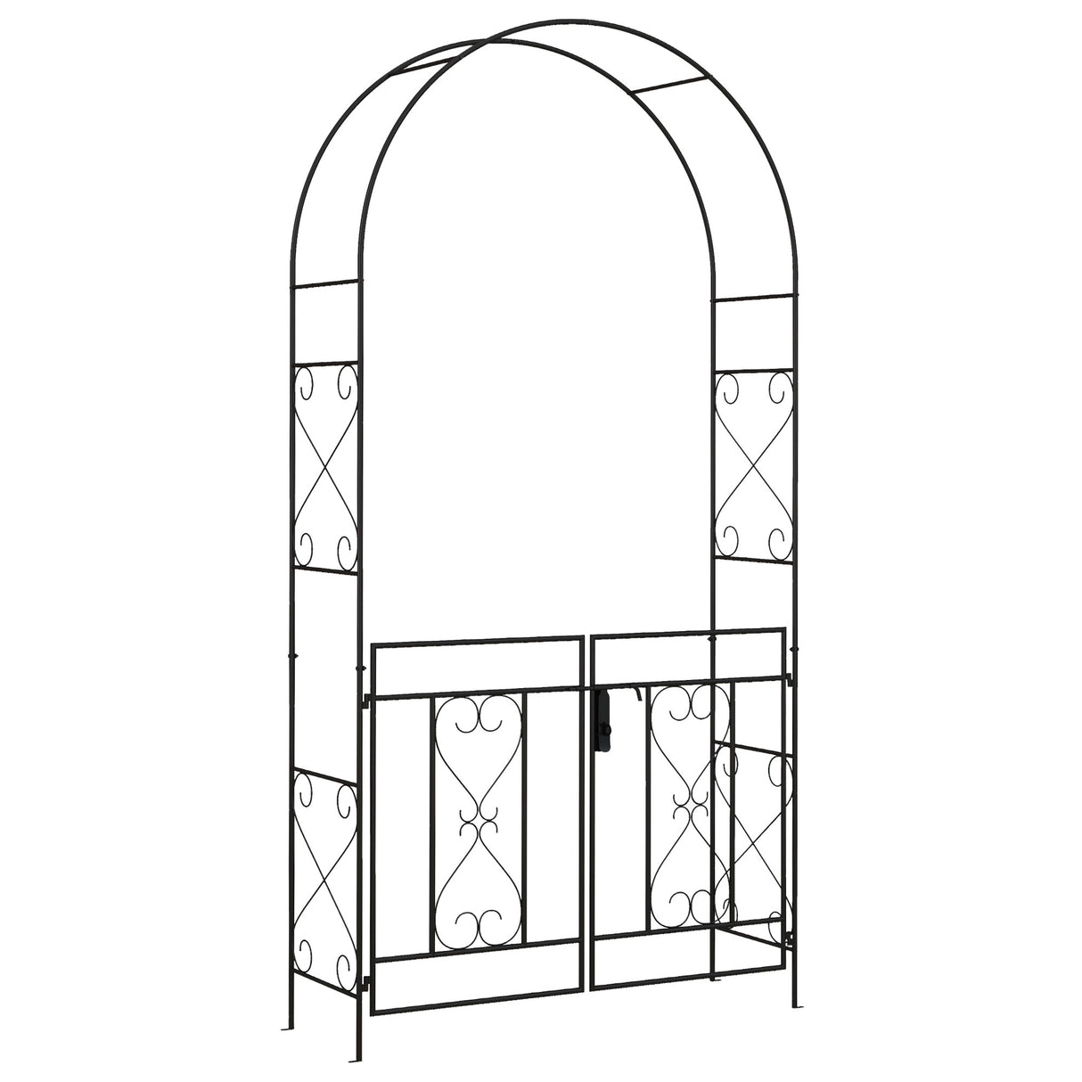 Steel Outdoor Garden Arch Trellis With Gate 232cm High - Velmora