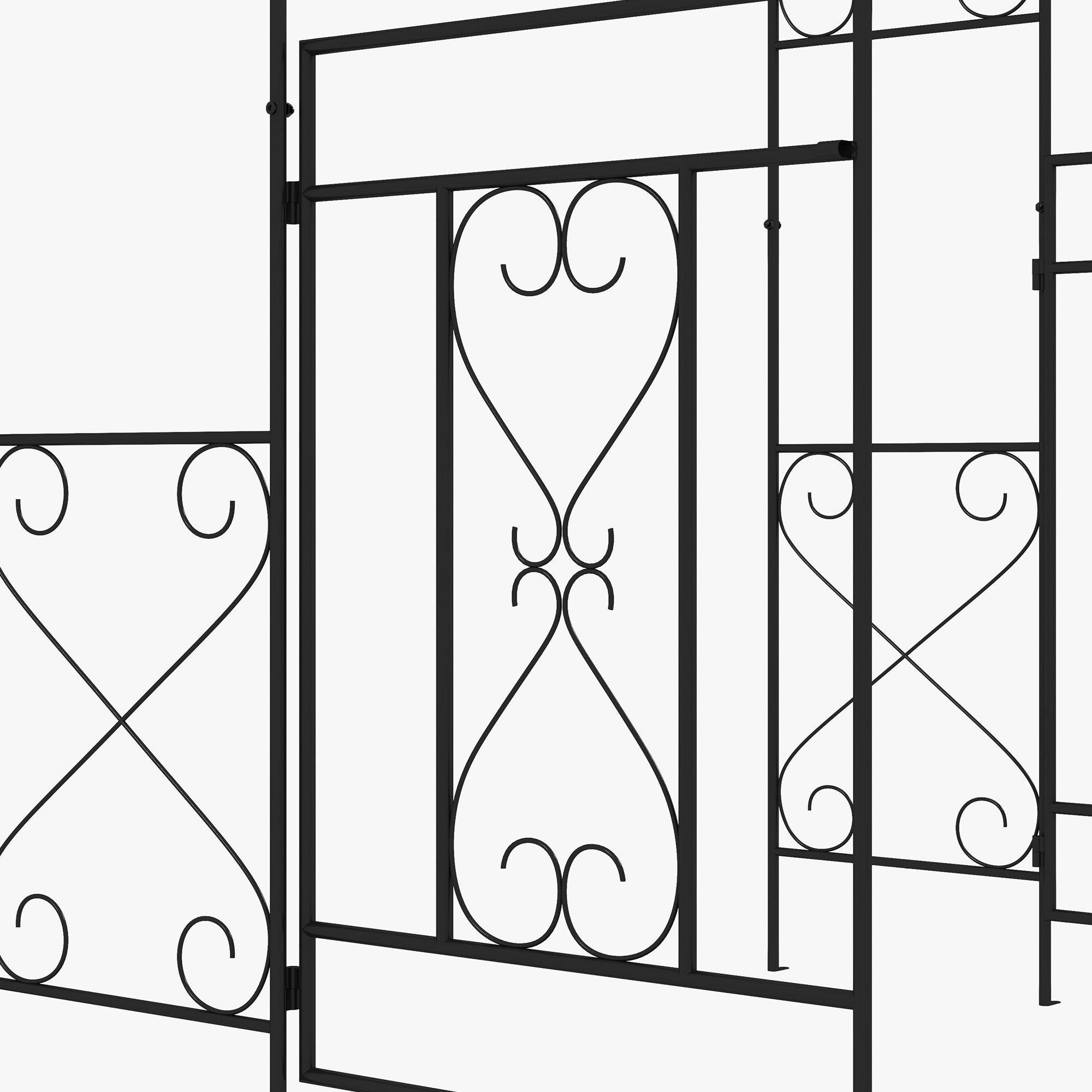 Steel Outdoor Garden Arch Trellis With Gate 232cm High - Velmora
