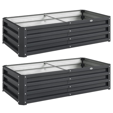 Steel Outdoor Garden Planter Box 120cm Wide in Set Of 2 - Velmora