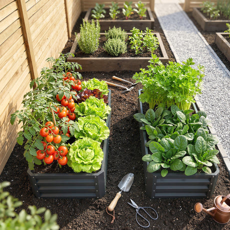 Steel Outdoor Garden Planter Box 120cm Wide in Set Of 2 - Velmora