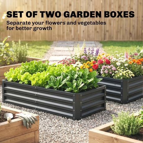 Steel Outdoor Garden Planter Box 120cm Wide in Set Of 2 - Velmora