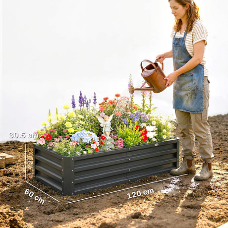 Steel Outdoor Garden Planter Box 120cm Wide in Set Of 2 - Velmora