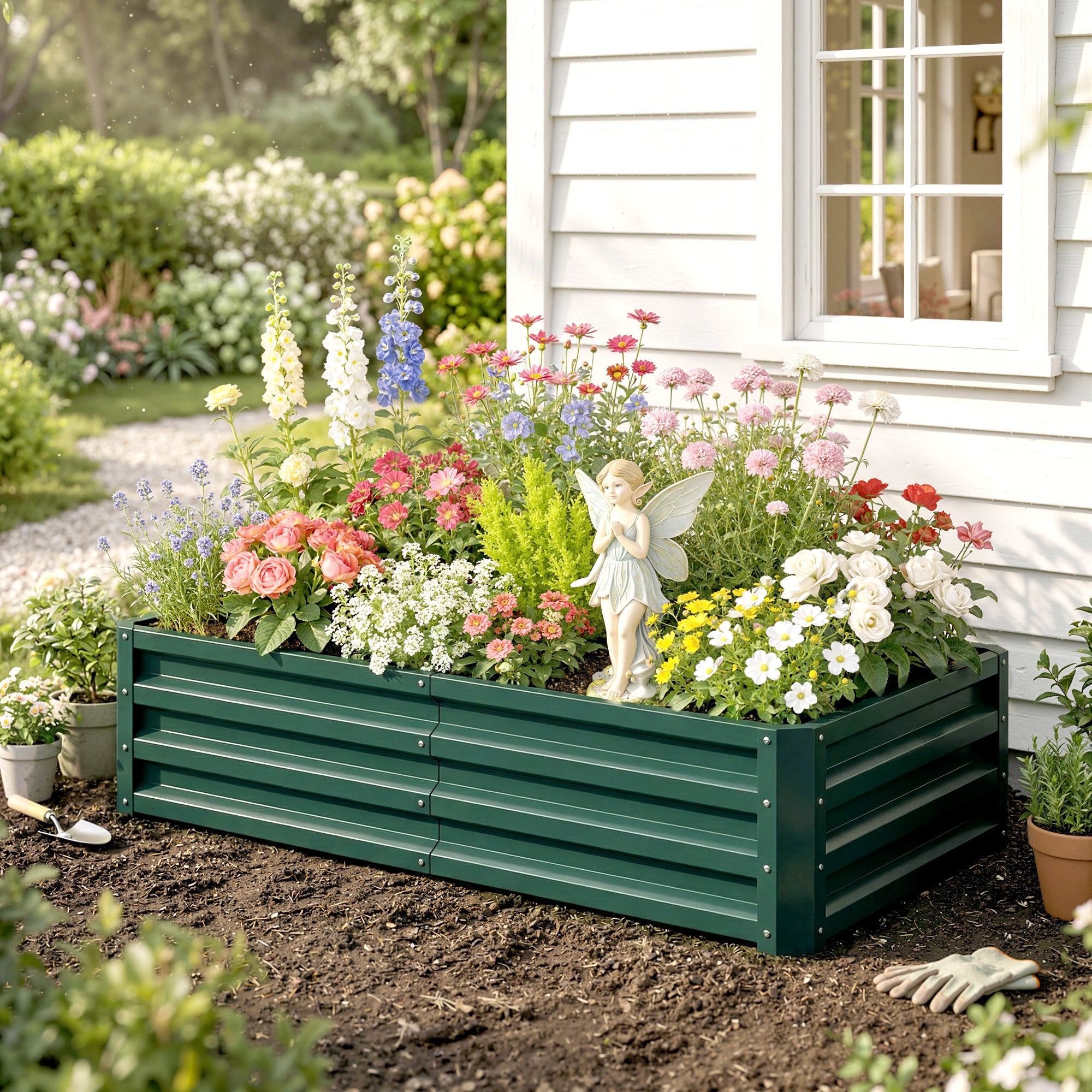 Steel Outdoor Garden Planter Box 120cm Wide - Velmora