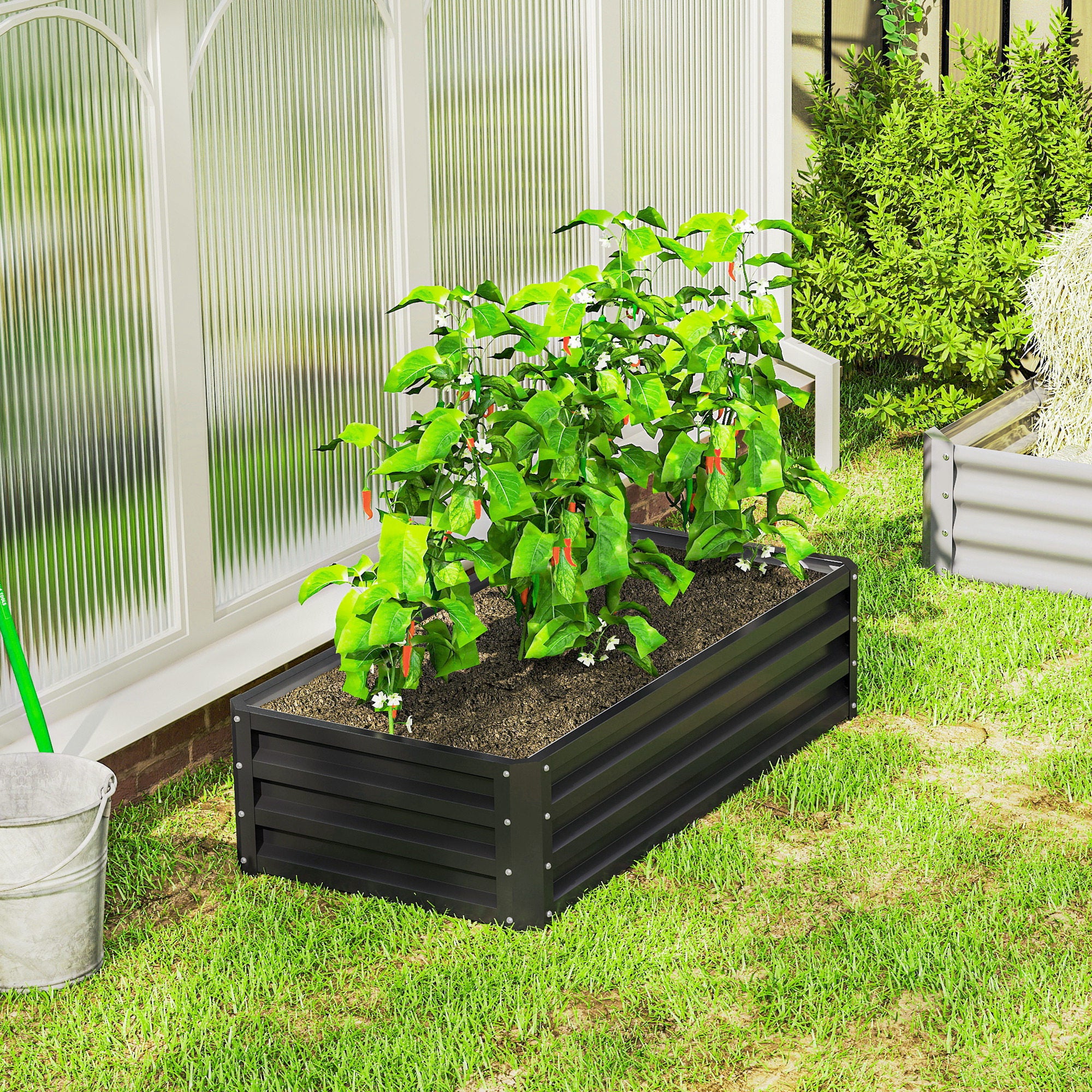 Steel Outdoor Garden Planter Box 120cm Wide - Velmora