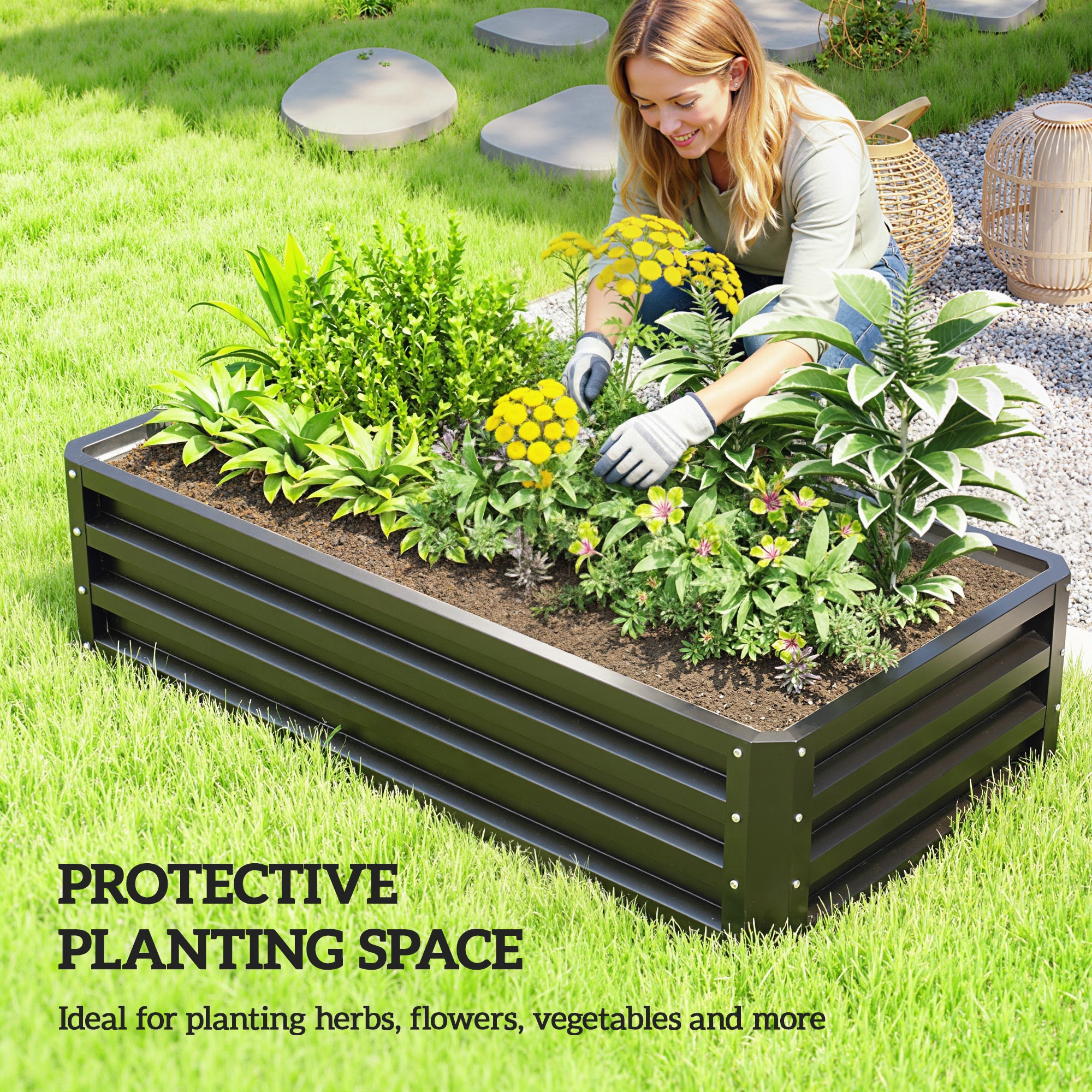 Steel Outdoor Garden Planter Box 120cm Wide - Velmora