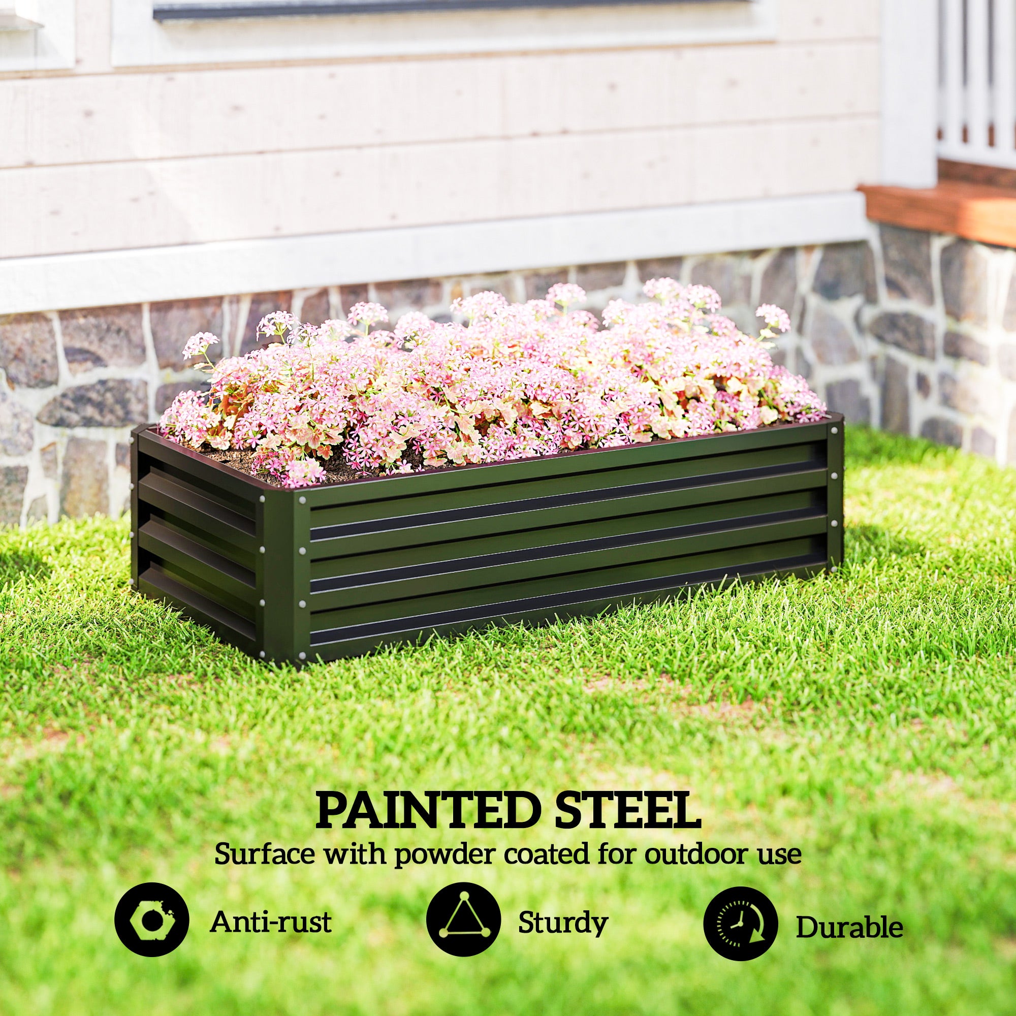 Steel Outdoor Garden Planter Box 120cm Wide - Velmora
