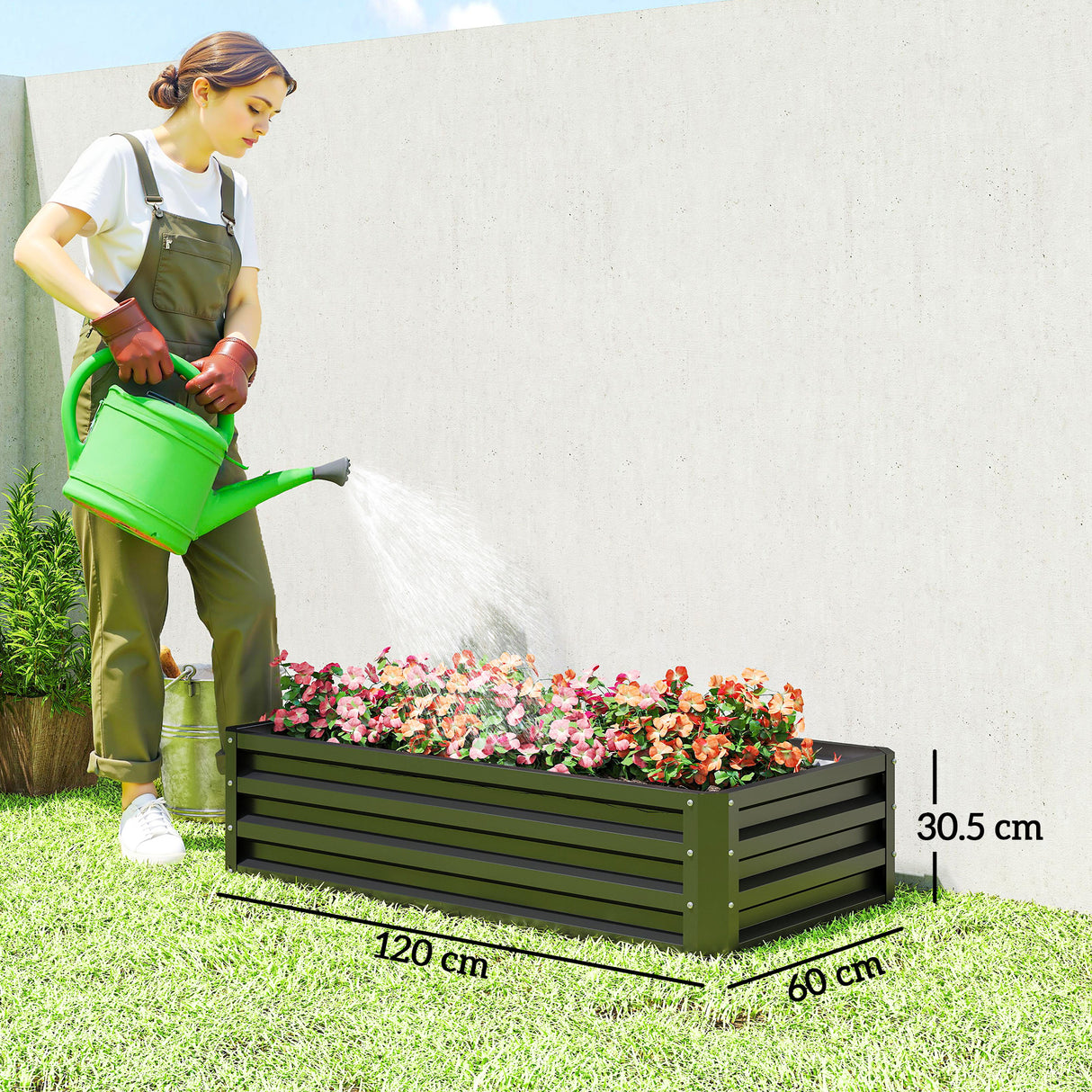 Steel Outdoor Garden Planter Box 120cm Wide - Velmora