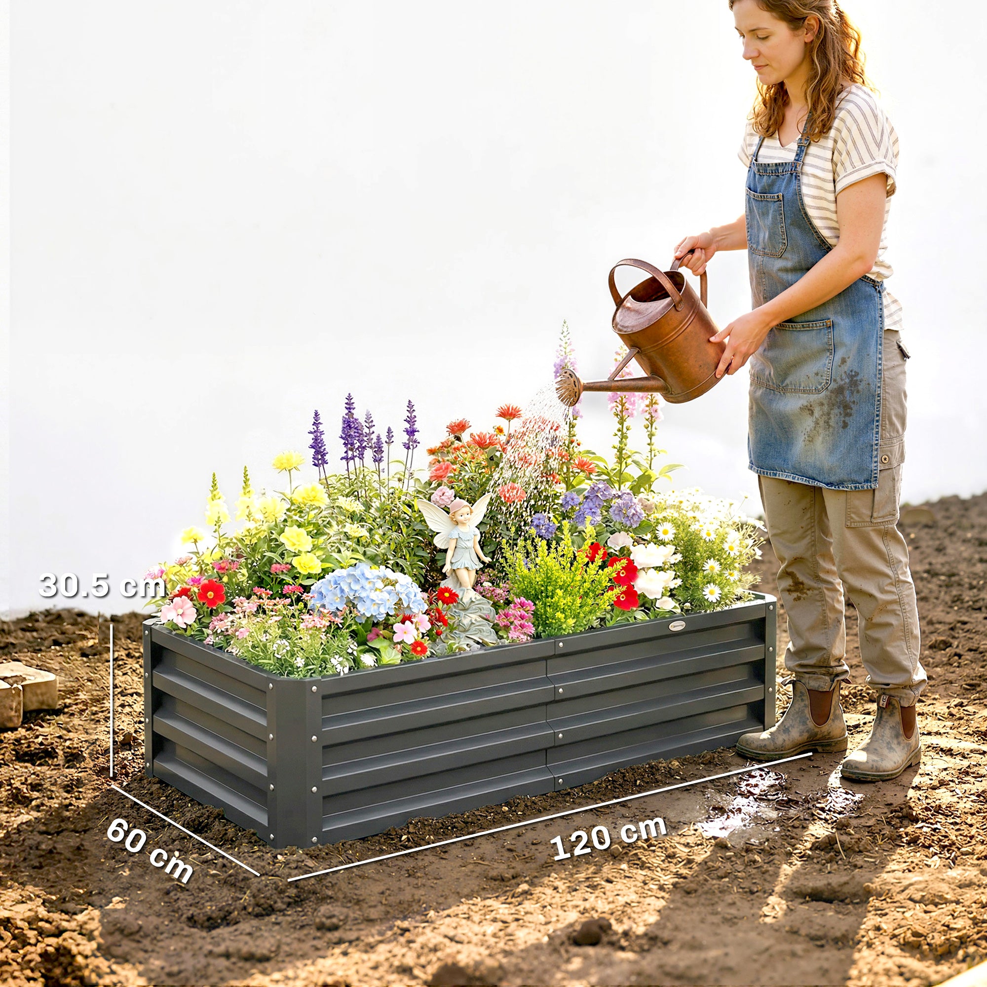 Steel Outdoor Garden Planter Box 120cm Wide - Velmora