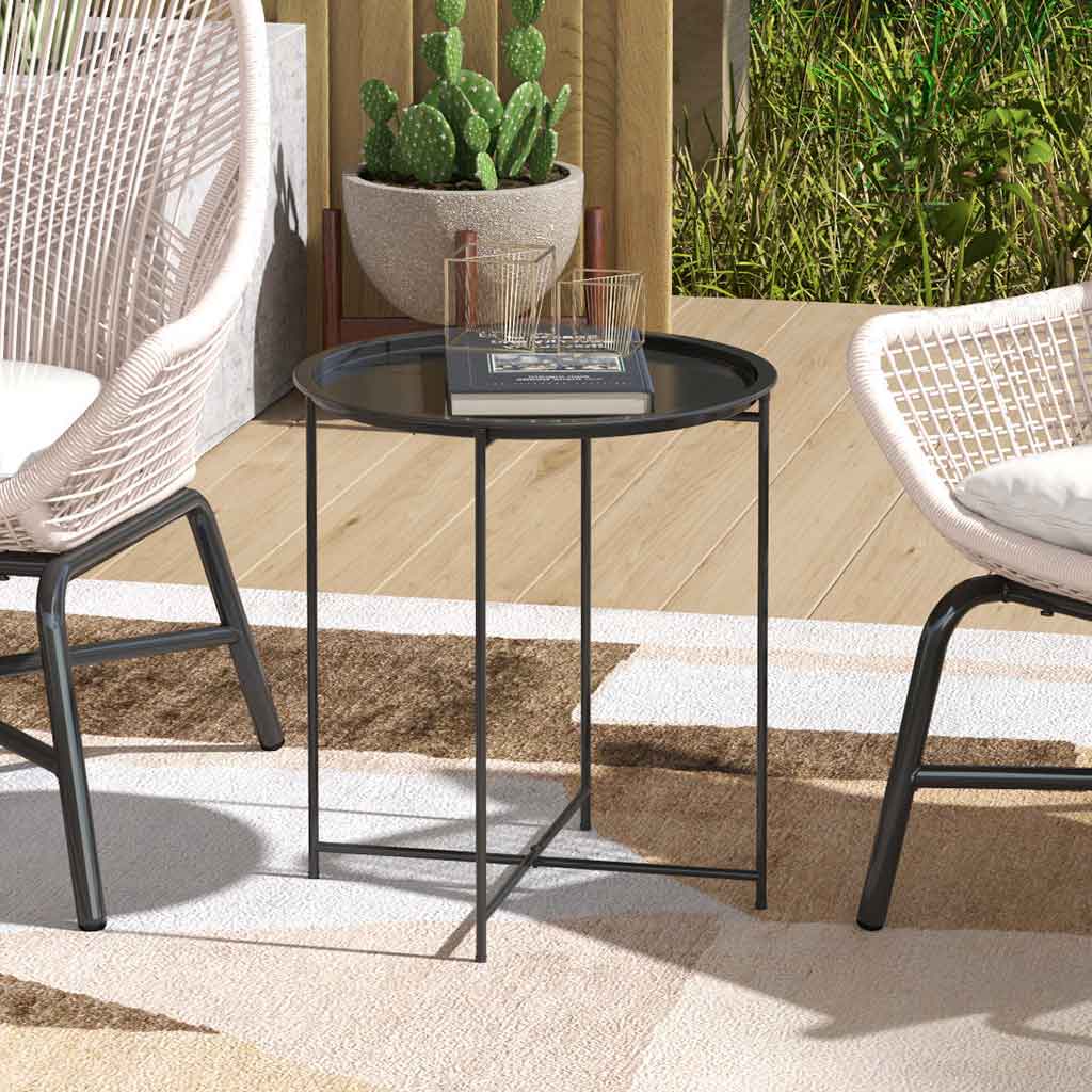 Steel Outdoor Garden Table Removable Tray Top - Velmora