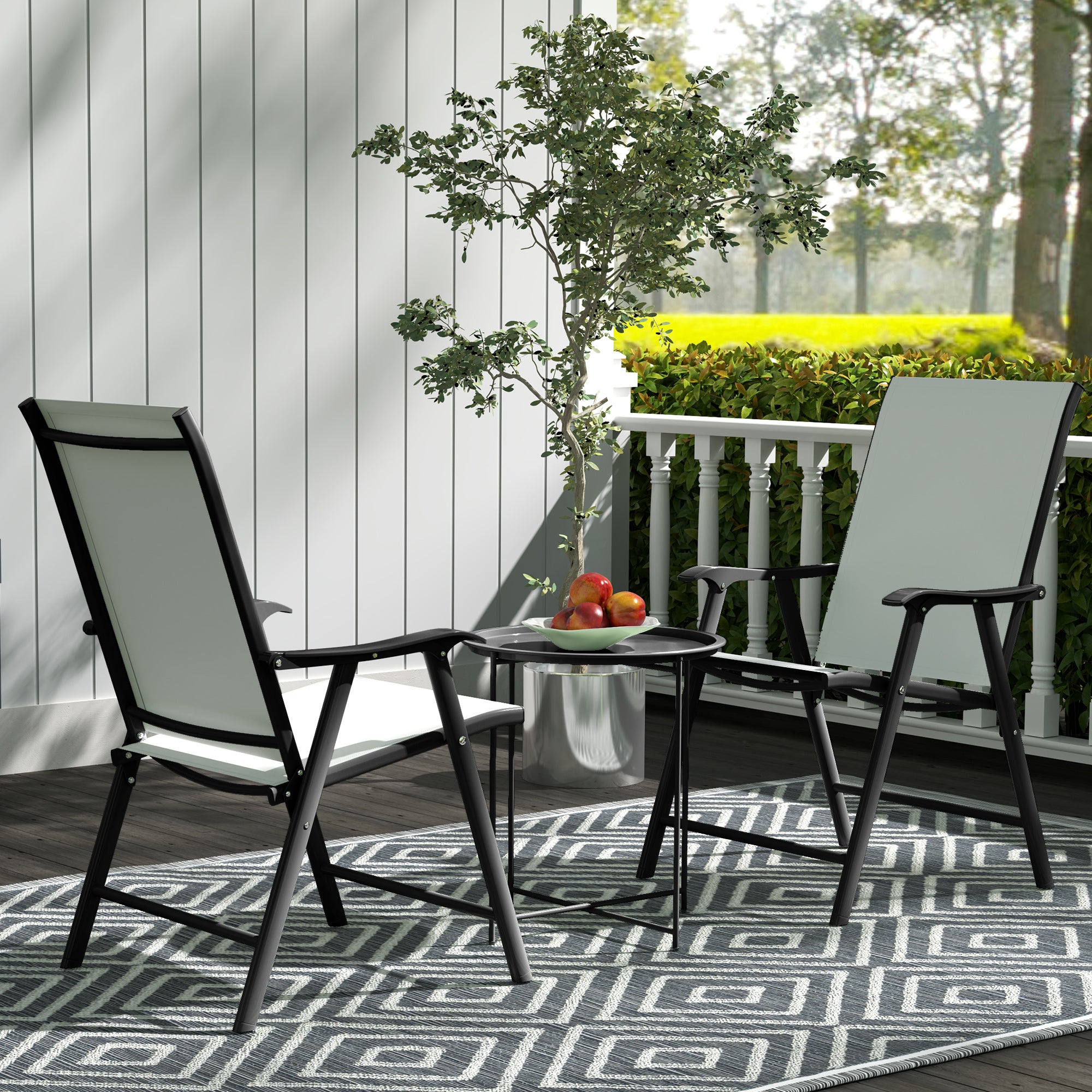 Steel Outdoor Garden Table Removable Tray Top - Velmora