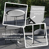Steel Outdoor Garden Table Removable Tray Top - Velmora