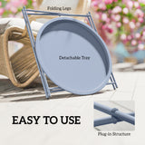 Steel Outdoor Garden Table Removable Tray Top - Velmora