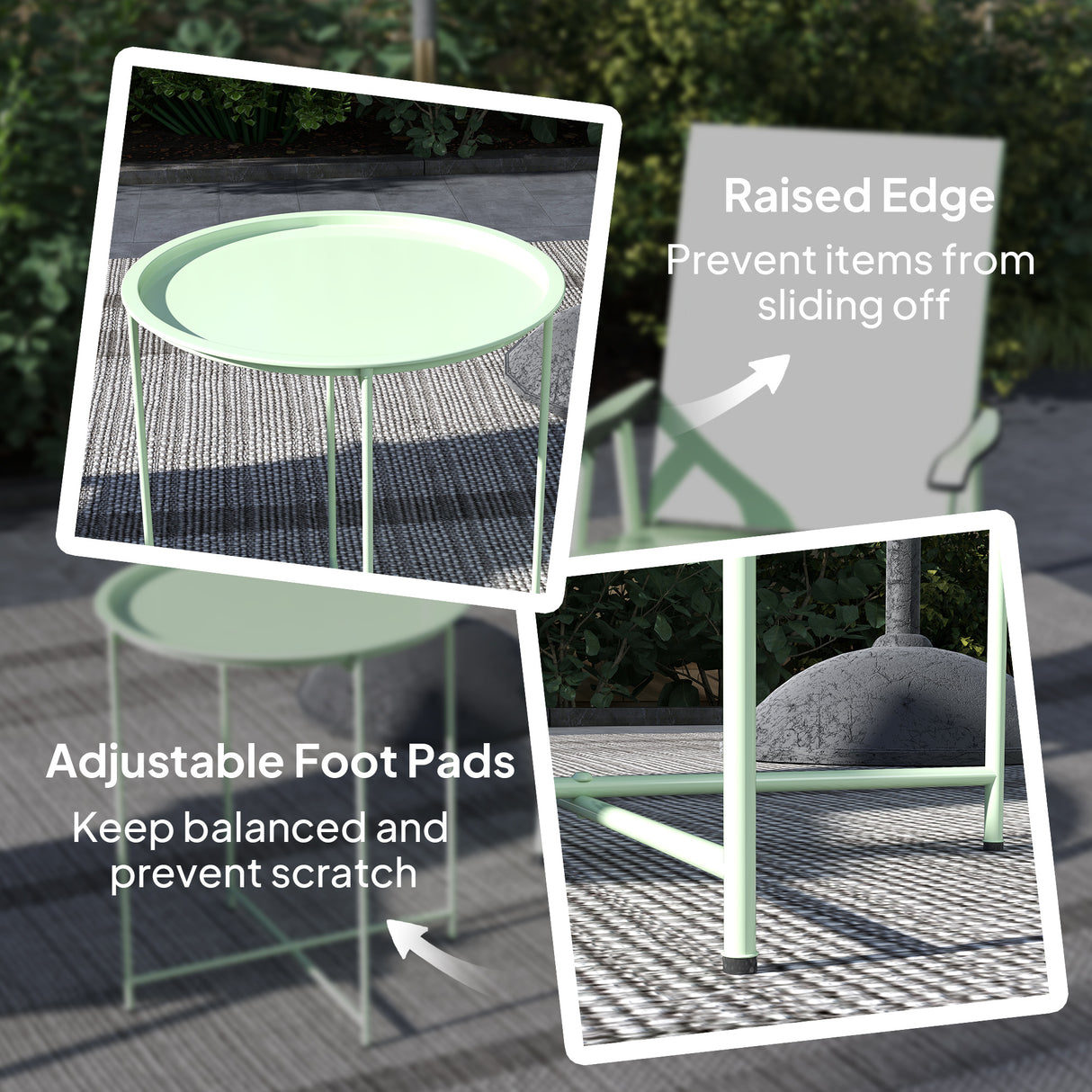 Steel Outdoor Garden Table Removable Tray Top - Velmora
