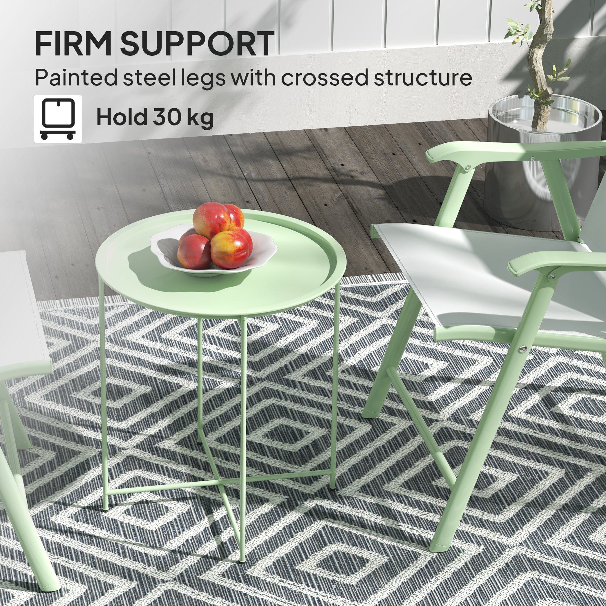 Steel Outdoor Garden Table Removable Tray Top - Velmora
