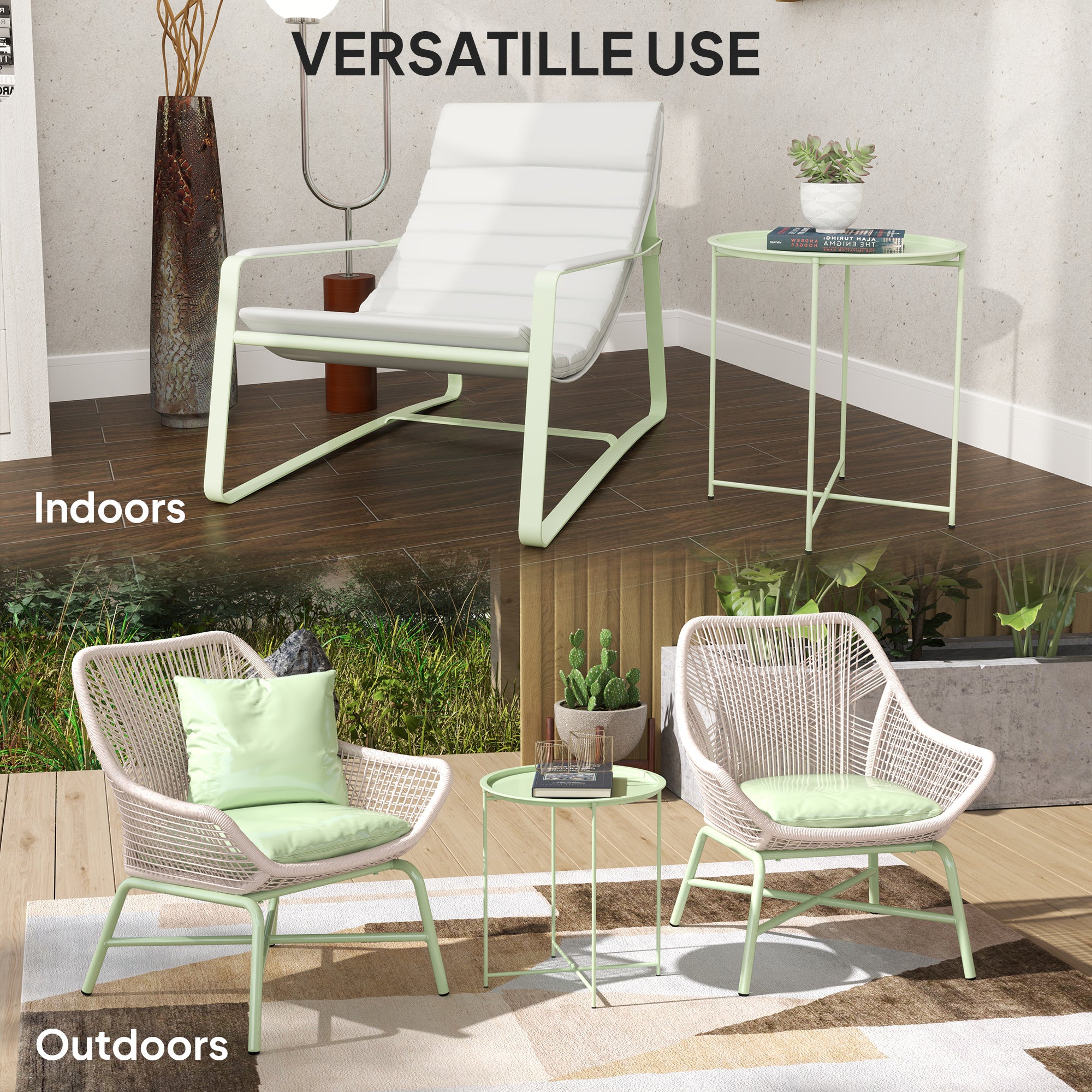 Steel Outdoor Garden Table Removable Tray Top - Velmora