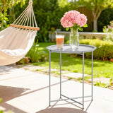 Steel Outdoor Garden Table Removable Tray Top - Velmora