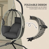 Steel Outdoor Swing Chair With Metal Stand And Thick Padded Cushion - Velmora