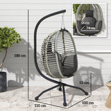 Steel Outdoor Swing Chair With Metal Stand And Thick Padded Cushion - Velmora