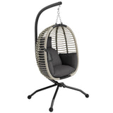 Steel Outdoor Swing Chair With Metal Stand And Thick Padded Cushion - Velmora