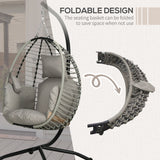 Steel Outdoor Swing Chair With Metal Stand And Thick Padded Cushion - Velmora