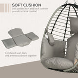 Steel Outdoor Swing Chair With Metal Stand And Thick Padded Cushion - Velmora