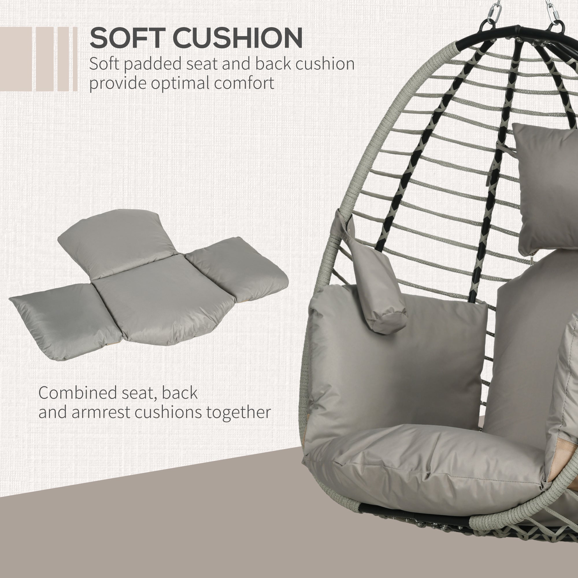 Steel Outdoor Swing Chair With Metal Stand And Thick Padded Cushion - Velmora