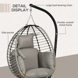 Steel Outdoor Swing Chair With Metal Stand And Thick Padded Cushion - Velmora