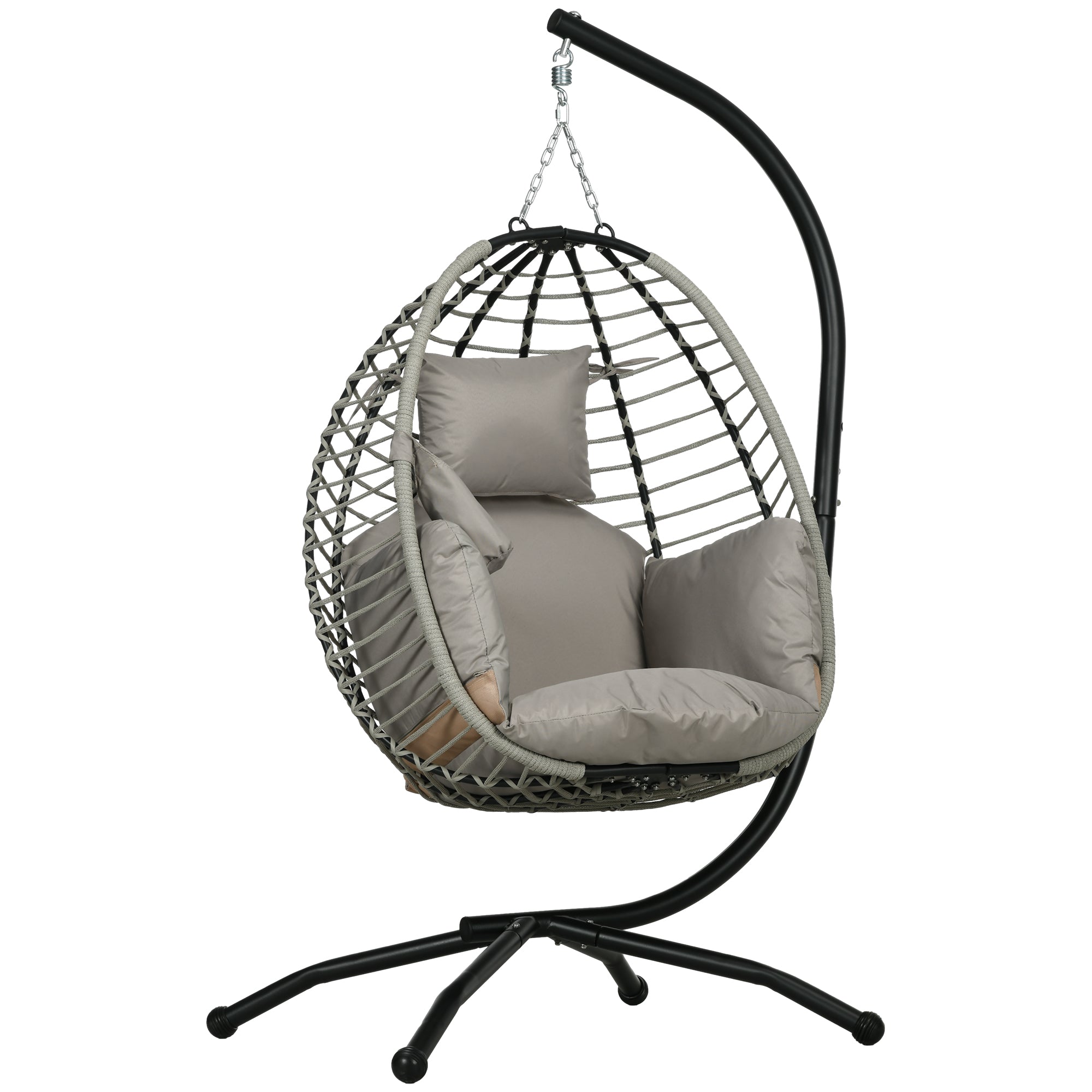 Steel Outdoor Swing Chair With Metal Stand And Thick Padded Cushion - Velmora