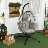 Steel Outdoor Swing Chair With Metal Stand And Thick Padded Cushion - Velmora