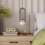 Steel Pendant Light With Brina 1 Lamp - Powder Blue
