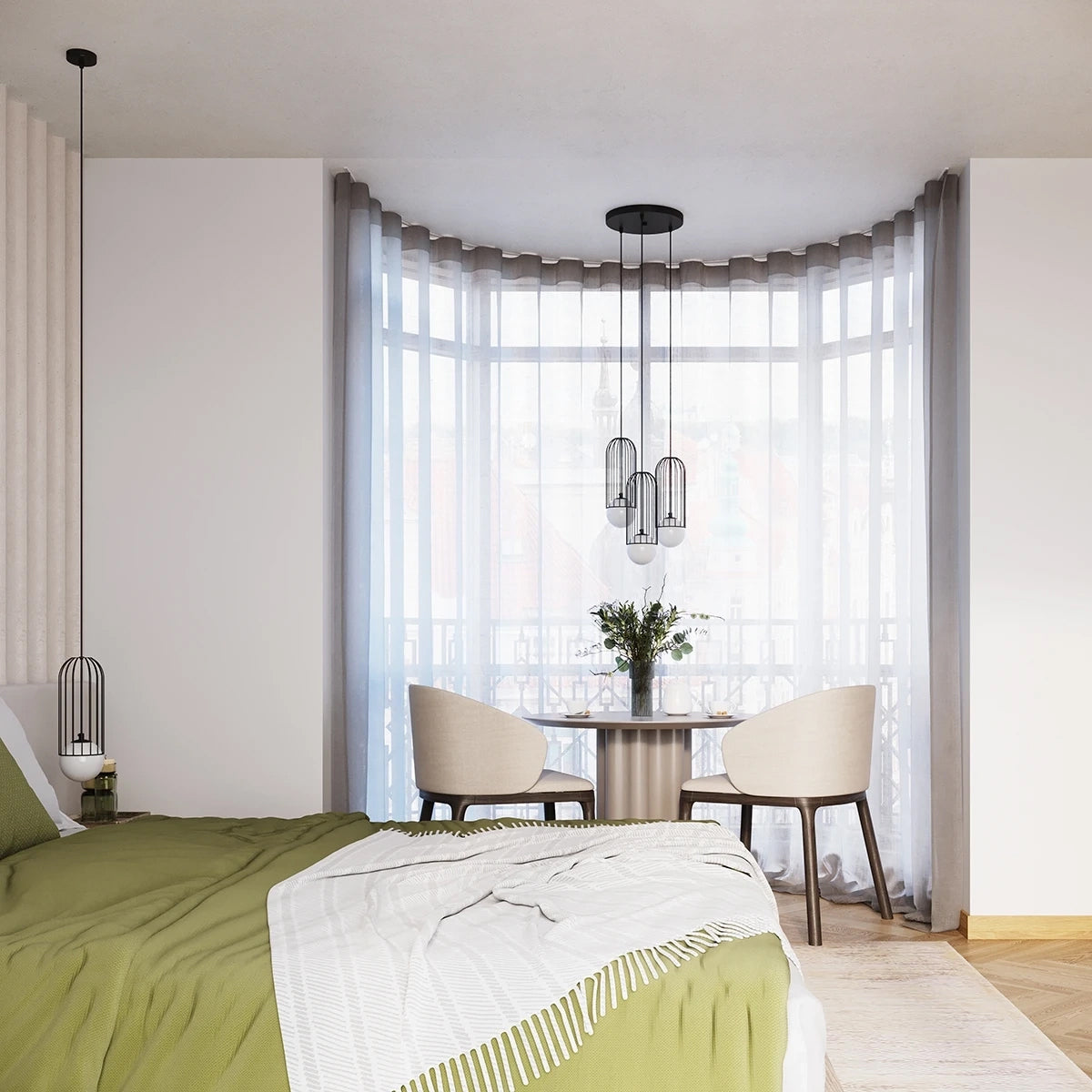 Steel Pendant Light With Brina 1 Lamp - Powder Blue