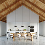 Steel Pendant Light With Casco Black Round Wooden Lamp - Peach Puff